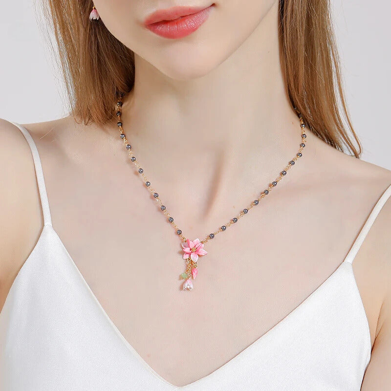 Lotus Pearl Cascade Necklace