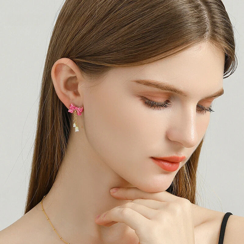 Pink Love Bow Earrings